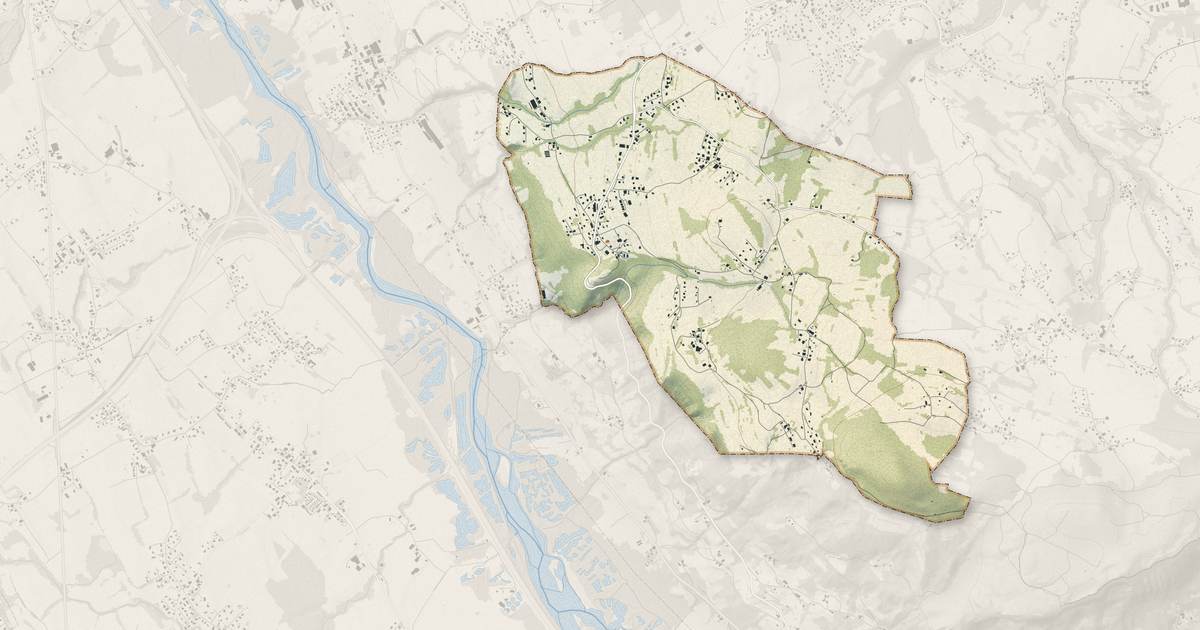 Portrait cartographique de Faucigny : relief, eau, forêts, bâti et voies, calculés à partir des données de l'IGN