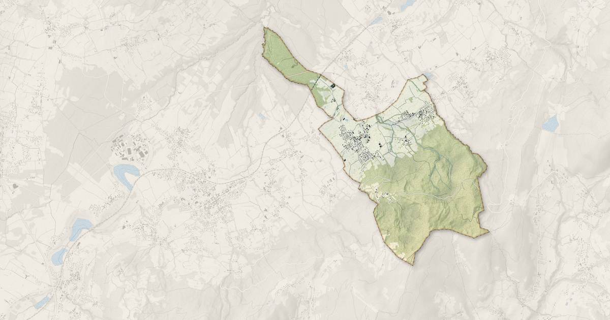Portrait cartographique de Fessy : relief, eau, forêts, bâti et voies, calculés à partir des données de l'IGN