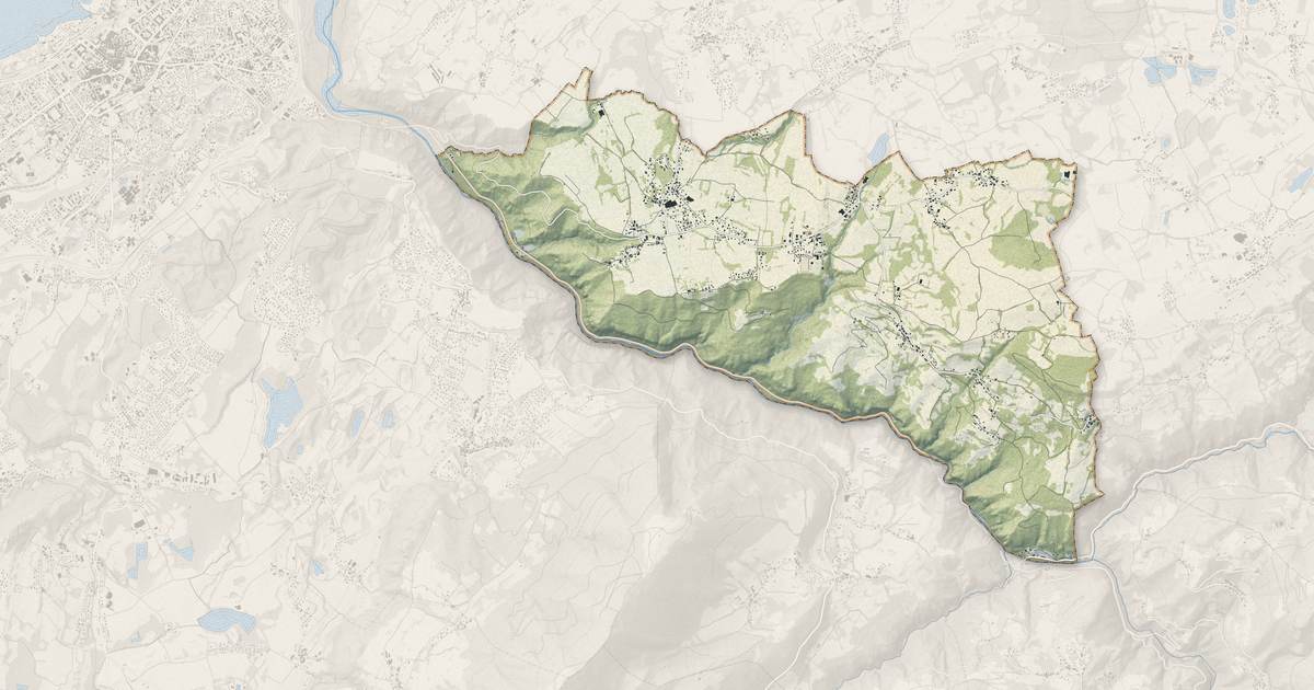 Portrait cartographique de Féternes : relief, eau, forêts, bâti et voies, calculés à partir des données de l'IGN