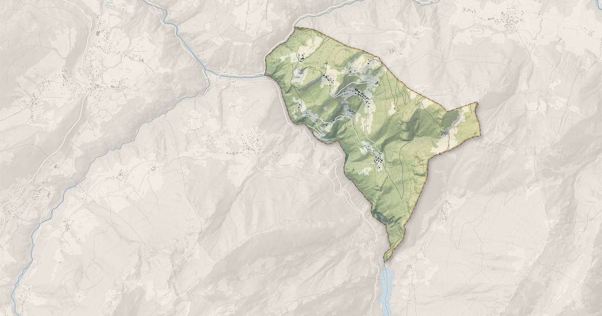 Portrait cartographique de La Forclaz : relief, eau, forêts, bâti et voies, calculés à partir des données de l'IGN