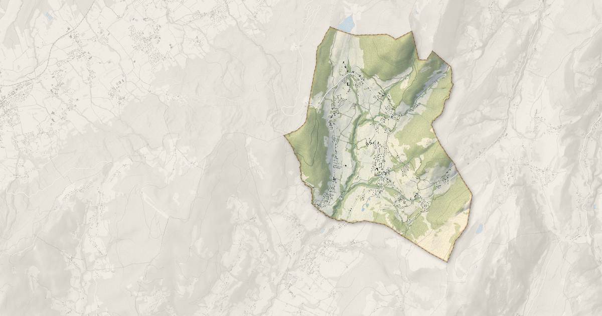 Portrait cartographique de Habère-Poche : relief, eau, forêts, bâti et voies, calculés à partir des données de l'IGN