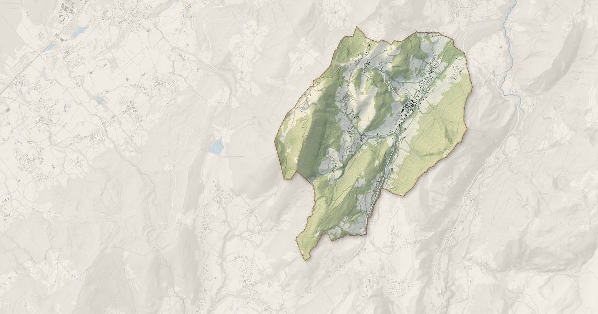 Portrait cartographique de Lullin : relief, eau, forêts, bâti et voies, calculés à partir des données de l'IGN