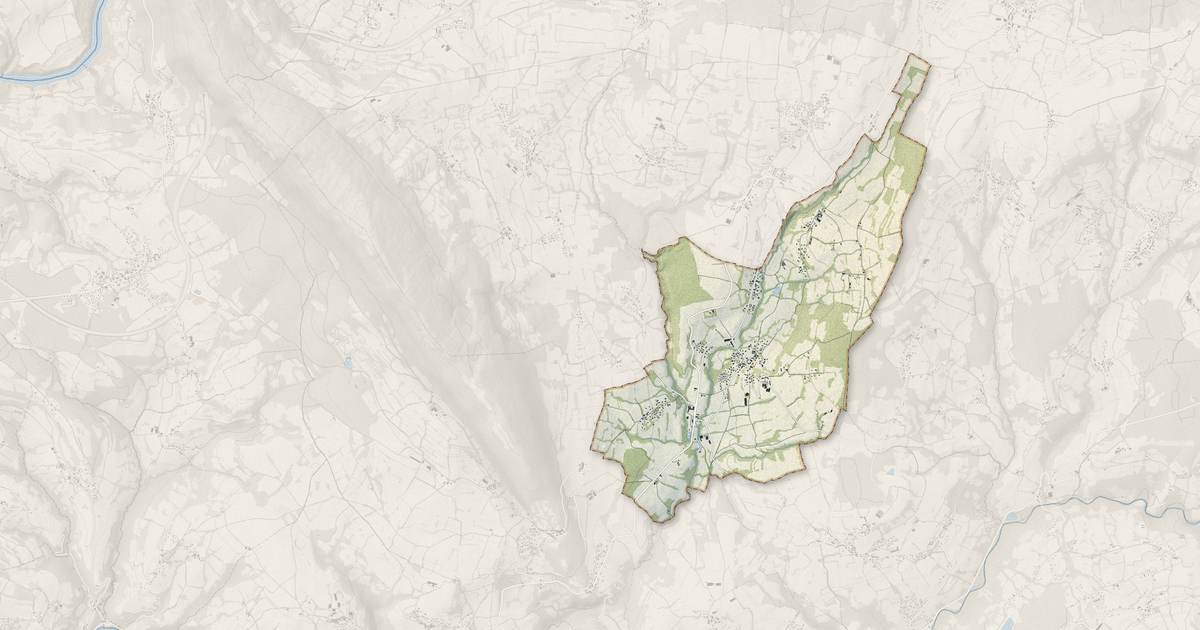 Portrait cartographique de Minzier : relief, eau, forêts, bâti et voies, calculés à partir des données de l'IGN