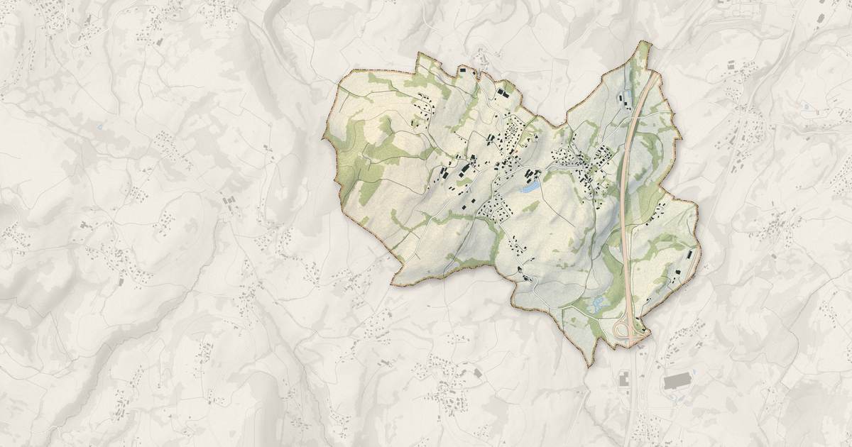Portrait cartographique de Montagny-les-Lanches : relief, eau, forêts, bâti et voies, calculés à partir des données de l'IGN