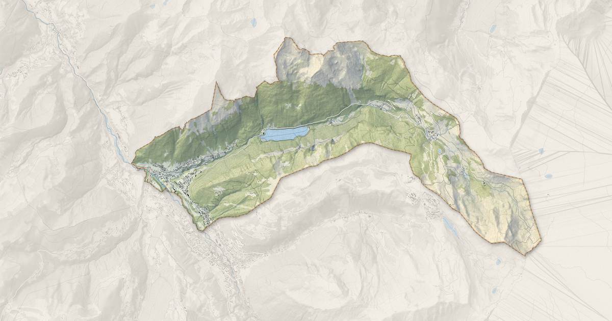 Portrait cartographique de Montriond : relief, eau, forêts, bâti et voies, calculés à partir des données de l'IGN