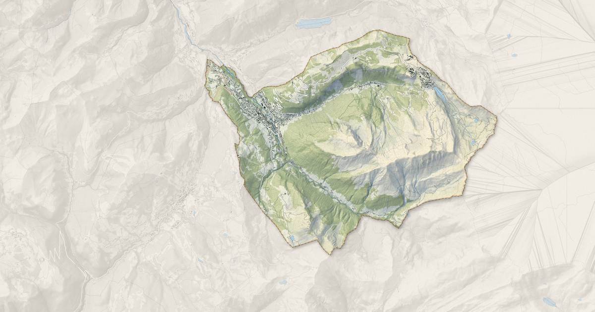 Portrait cartographique de Morzine : relief, eau, forêts, bâti et voies, calculés à partir des données de l'IGN