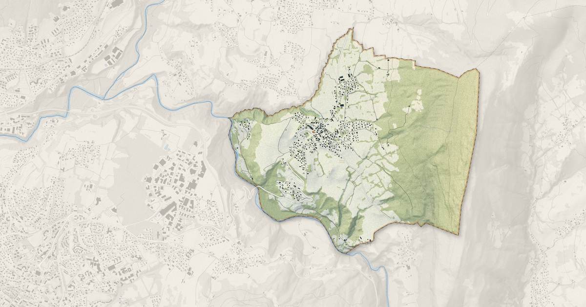 Portrait cartographique de Nâves-Parmelan : relief, eau, forêts, bâti et voies, calculés à partir des données de l'IGN