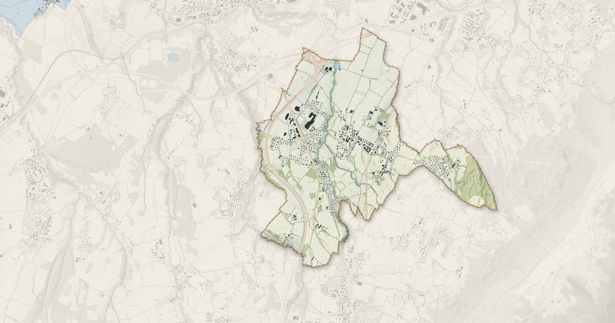 Portrait cartographique de Neydens : relief, eau, forêts, bâti et voies, calculés à partir des données de l'IGN