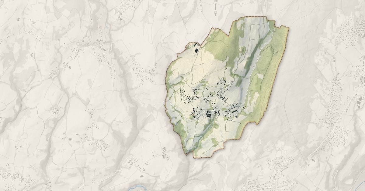 Portrait cartographique de Nonglard : relief, eau, forêts, bâti et voies, calculés à partir des données de l'IGN