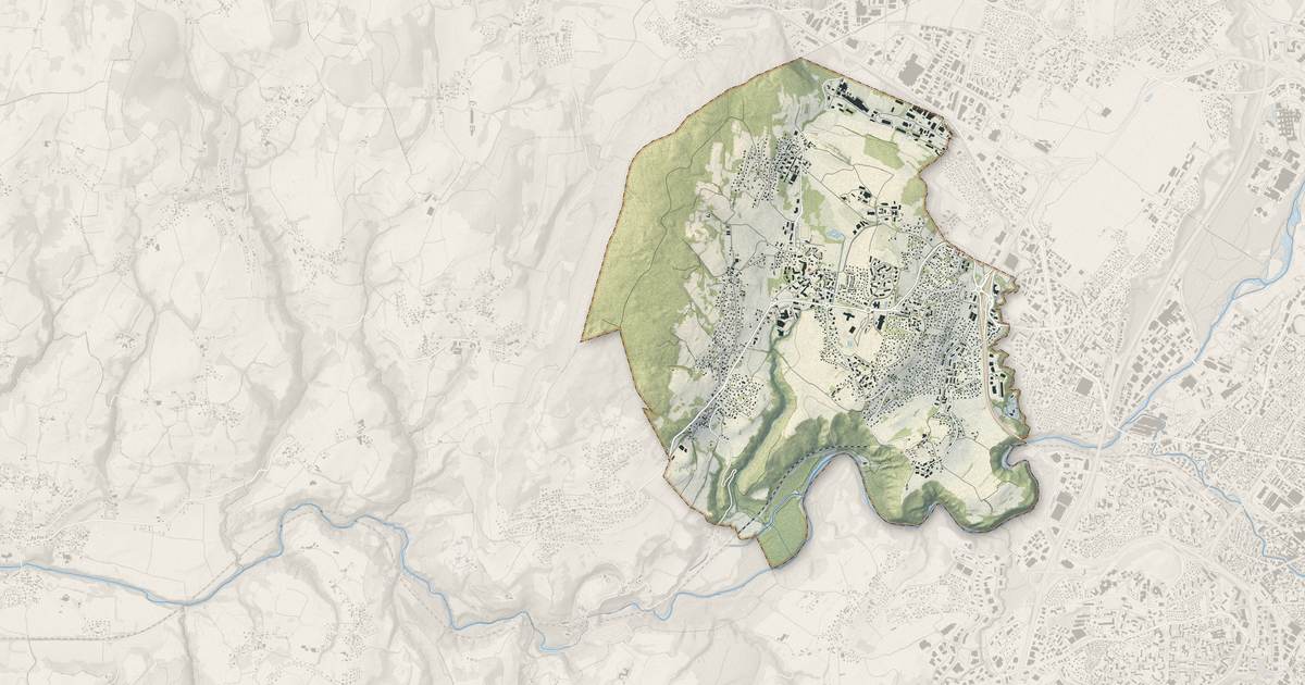 Portrait cartographique de Poisy : relief, eau, forêts, bâti et voies, calculés à partir des données de l'IGN
