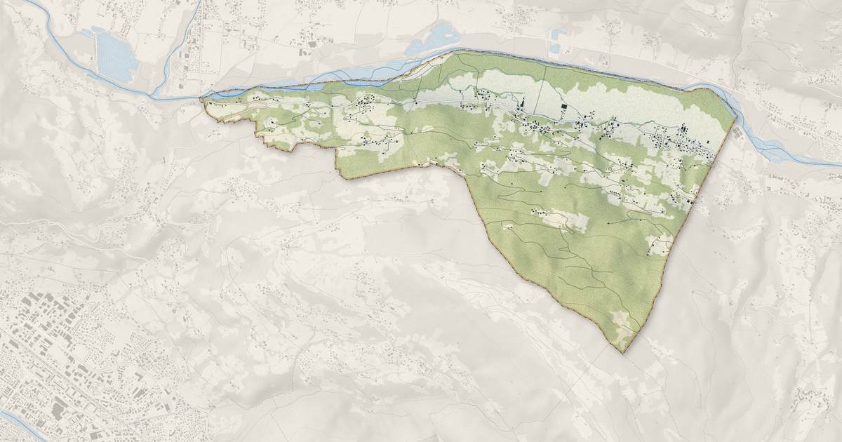 Portrait cartographique de La Rivière-Enverse : relief, eau, forêts, bâti et voies, calculés à partir des données de l'IGN