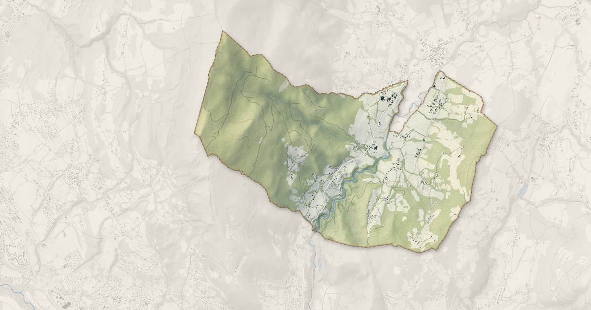 Portrait cartographique de Saint-André-de-Boëge : relief, eau, forêts, bâti et voies, calculés à partir des données de l'IGN