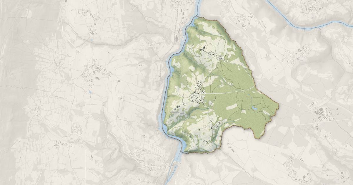 Portrait cartographique de Saint-Germain-sur-Rhône : relief, eau, forêts, bâti et voies, calculés à partir des données de l'IGN