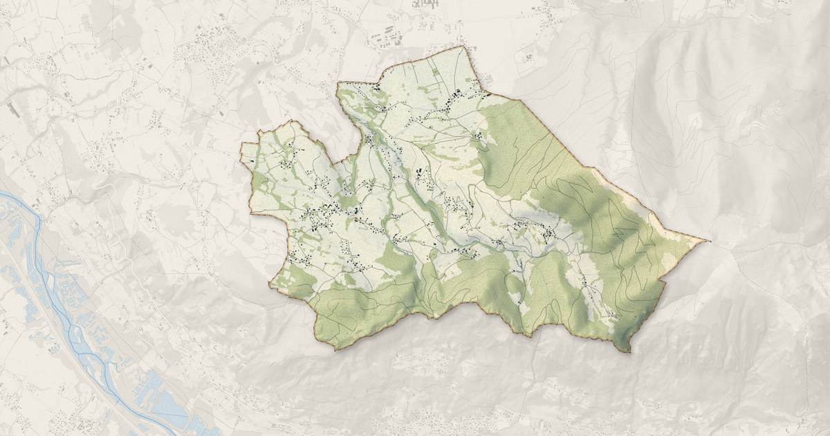 Portrait cartographique de Saint-Jean-de-Tholome : relief, eau, forêts, bâti et voies, calculés à partir des données de l'IGN