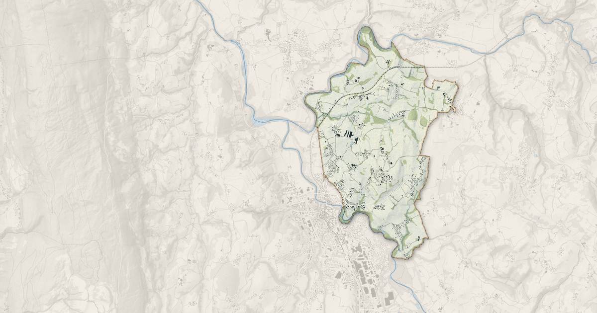 Portrait cartographique de Sales : relief, eau, forêts, bâti et voies, calculés à partir des données de l'IGN