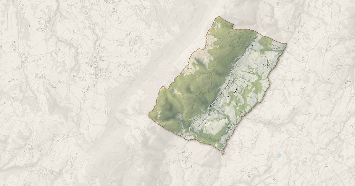 Portrait cartographique de Le Sappey : relief, eau, forêts, bâti et voies, calculés à partir des données de l'IGN
