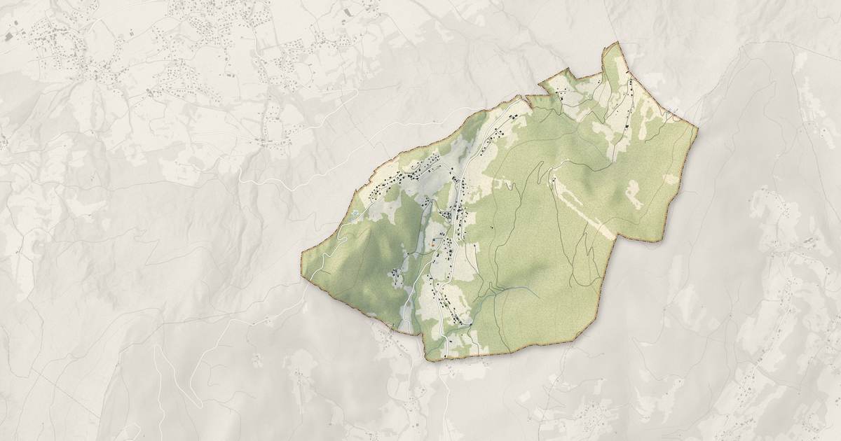 Portrait cartographique de Saxel : relief, eau, forêts, bâti et voies, calculés à partir des données de l'IGN