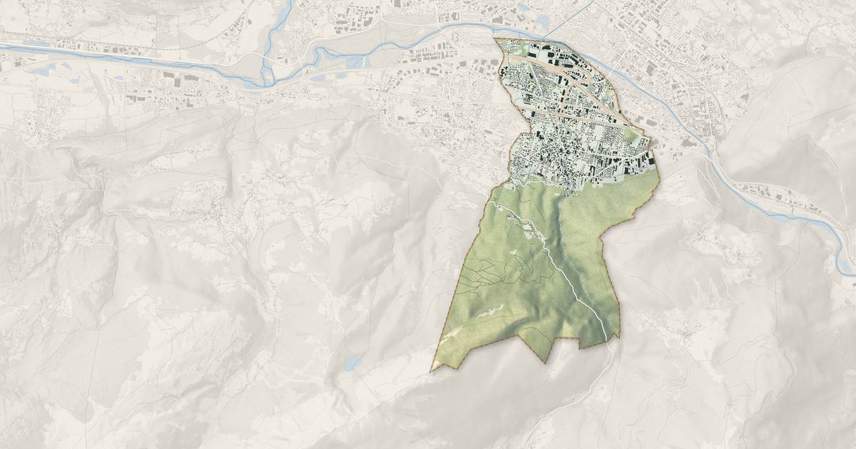 Portrait cartographique de Scionzier : relief, eau, forêts, bâti et voies, calculés à partir des données de l'IGN