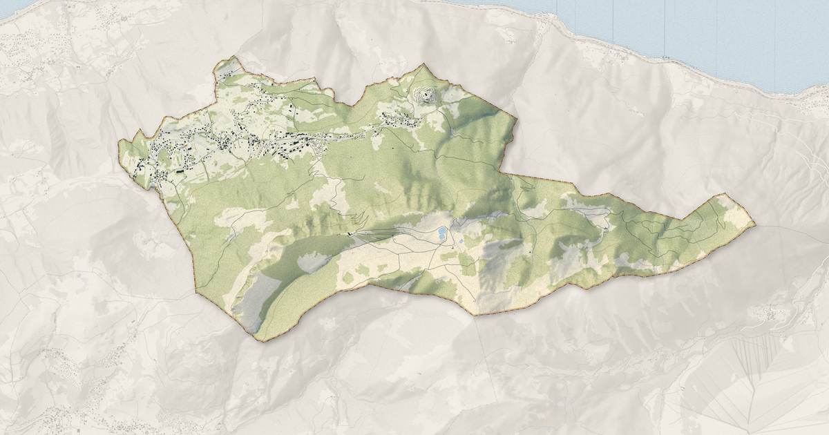 Portrait cartographique de Thollon-les-Mémises : relief, eau, forêts, bâti et voies, calculés à partir des données de l'IGN