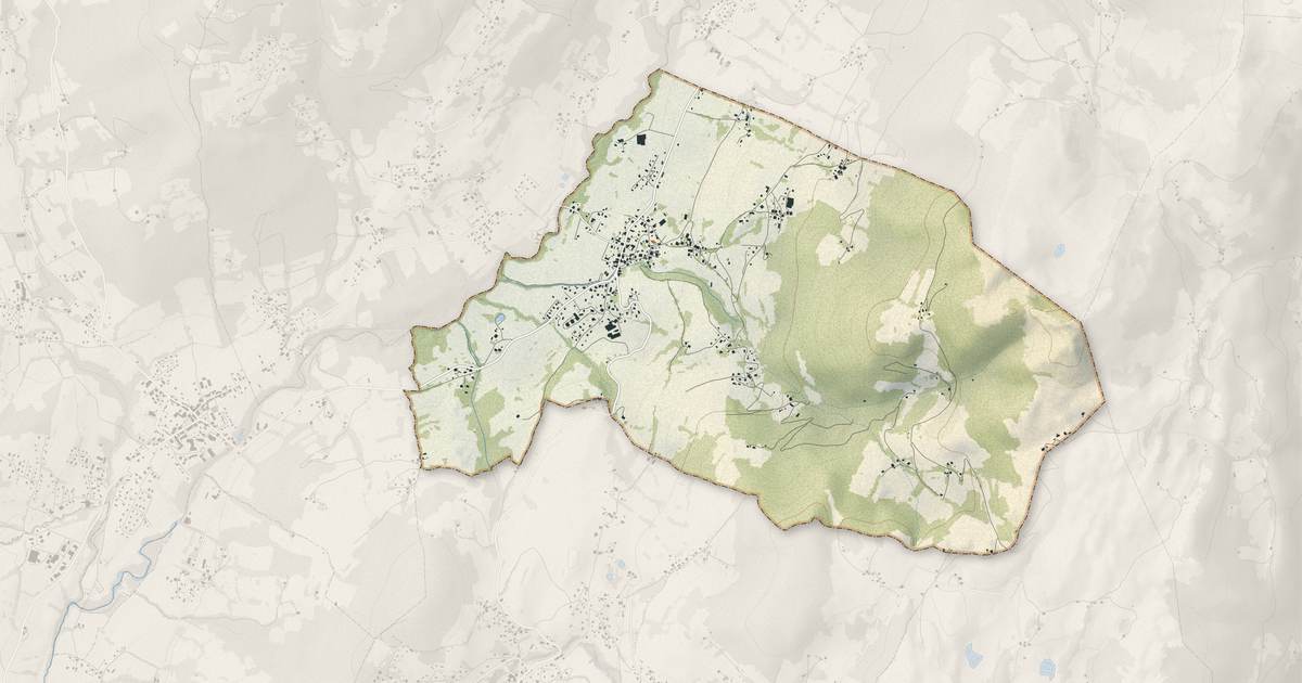 Portrait cartographique de Villard : relief, eau, forêts, bâti et voies, calculés à partir des données de l'IGN