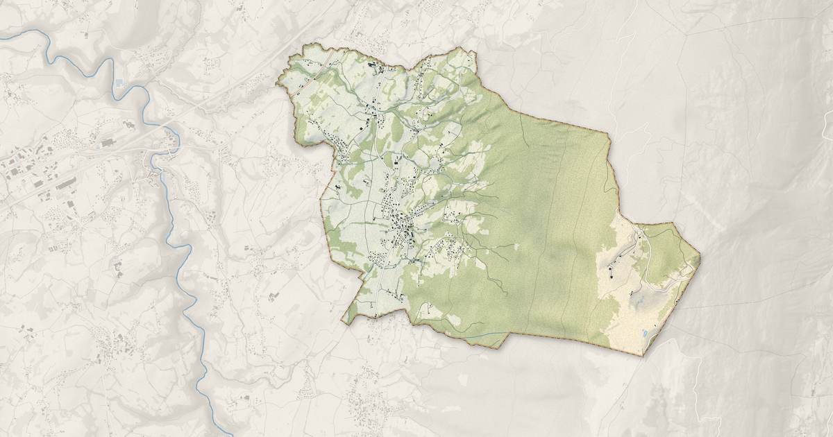 Portrait cartographique de Viuz-la-Chiésaz : relief, eau, forêts, bâti et voies, calculés à partir des données de l'IGN
