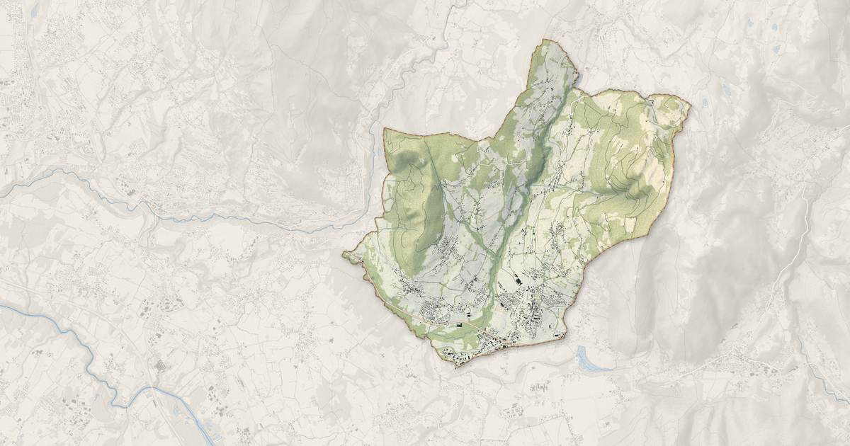 Portrait cartographique de Viuz-en-Sallaz : relief, eau, forêts, bâti et voies, calculés à partir des données de l'IGN