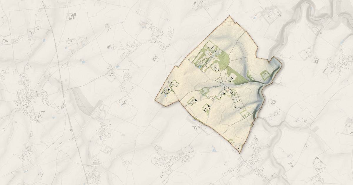 Portrait cartographique de Angerville-Bailleul : relief, eau, forêts, bâti et voies, calculés à partir des données de l'IGN