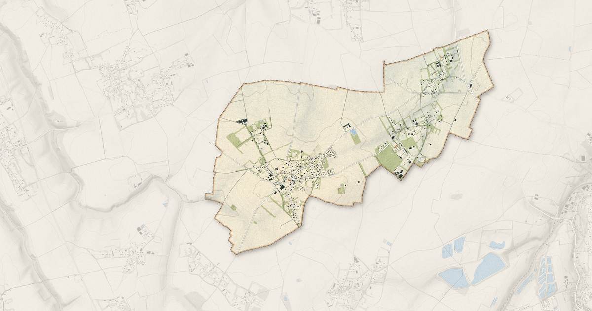 Portrait cartographique de Angiens : relief, eau, forêts, bâti et voies, calculés à partir des données de l'IGN