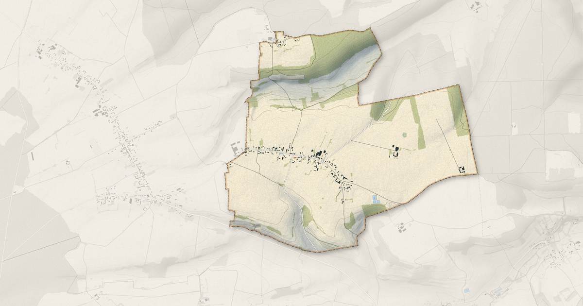 Portrait cartographique de Aubéguimont : relief, eau, forêts, bâti et voies, calculés à partir des données de l'IGN