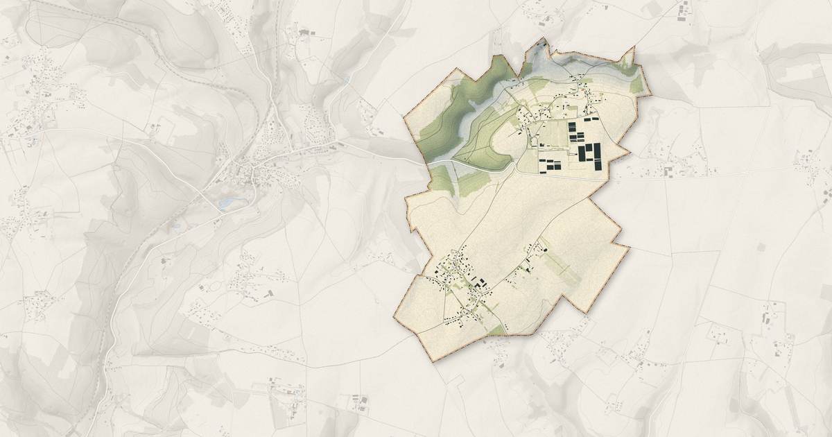 Portrait cartographique de Authieux-Ratiéville : relief, eau, forêts, bâti et voies, calculés à partir des données de l'IGN