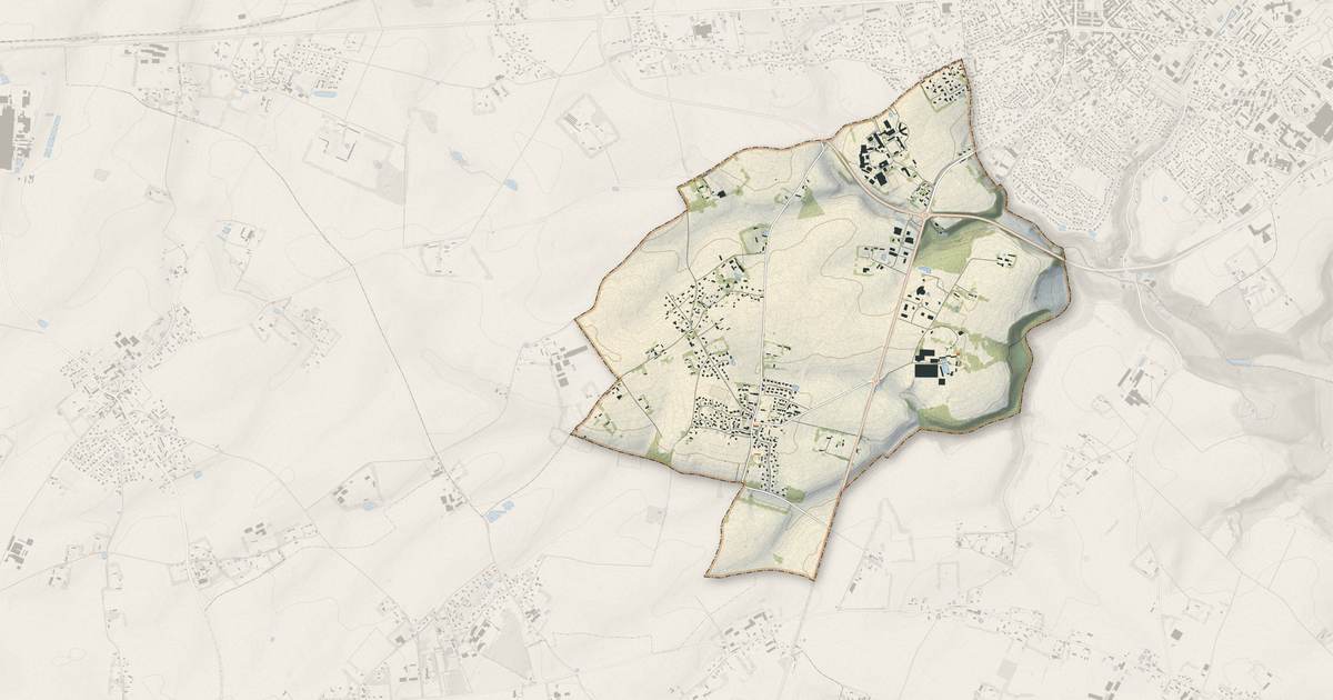 Portrait cartographique de Auzebosc : relief, eau, forêts, bâti et voies, calculés à partir des données de l'IGN