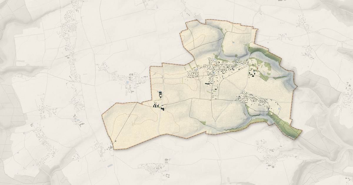 Portrait cartographique de Auzouville-sur-Ry : relief, eau, forêts, bâti et voies, calculés à partir des données de l'IGN