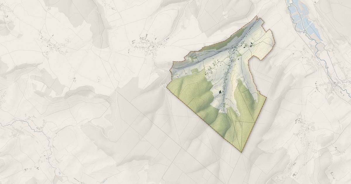 Portrait cartographique de Bazinval : relief, eau, forêts, bâti et voies, calculés à partir des données de l'IGN