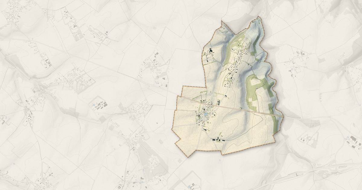 Portrait cartographique de Beaumont-le-Hareng : relief, eau, forêts, bâti et voies, calculés à partir des données de l'IGN