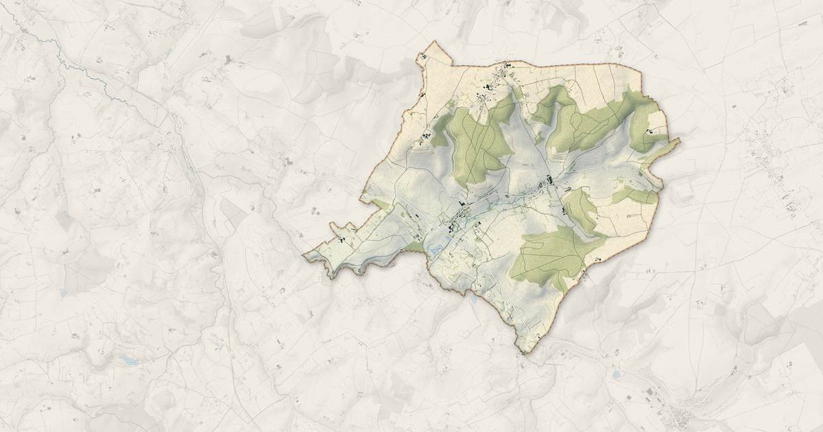 Portrait cartographique de Beaussault : relief, eau, forêts, bâti et voies, calculés à partir des données de l'IGN