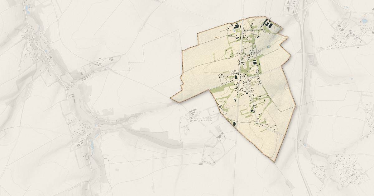 Portrait cartographique de Belmesnil : relief, eau, forêts, bâti et voies, calculés à partir des données de l'IGN