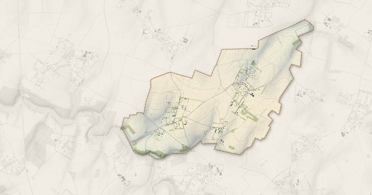 Portrait cartographique de Bénesville : relief, eau, forêts, bâti et voies, calculés à partir des données de l'IGN