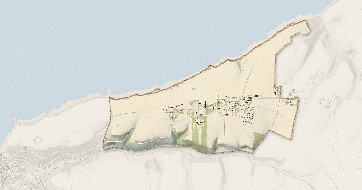 Portrait cartographique de Bénouville : relief, eau, forêts, bâti et voies, calculés à partir des données de l'IGN