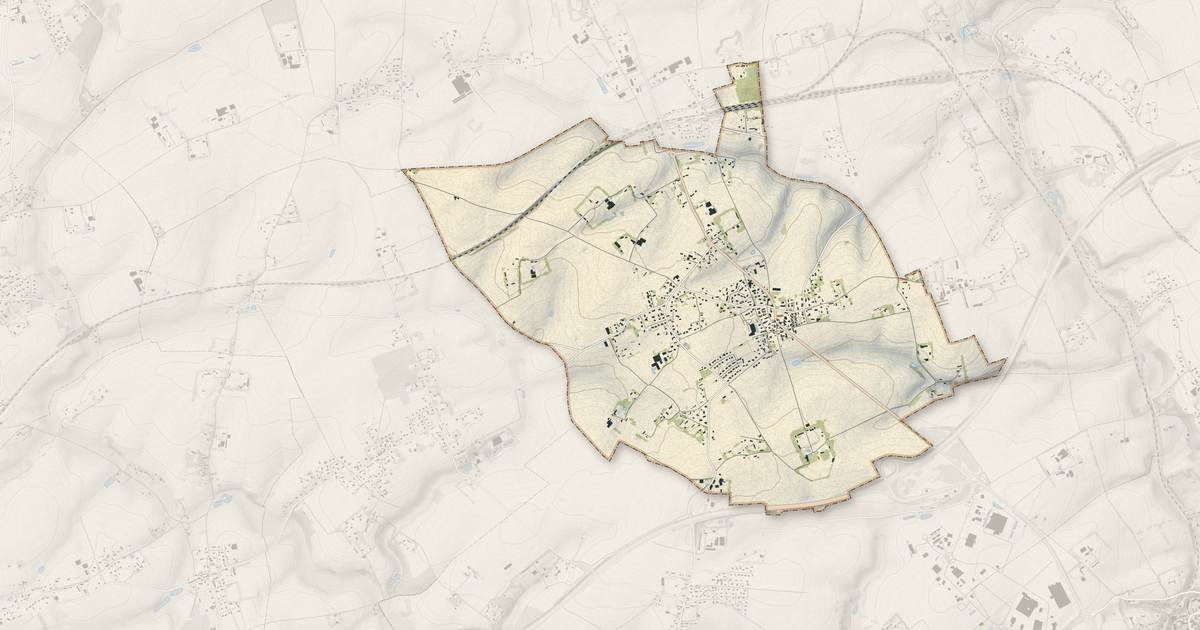 Portrait cartographique de Beuzeville-la-Grenier : relief, eau, forêts, bâti et voies, calculés à partir des données de l'IGN