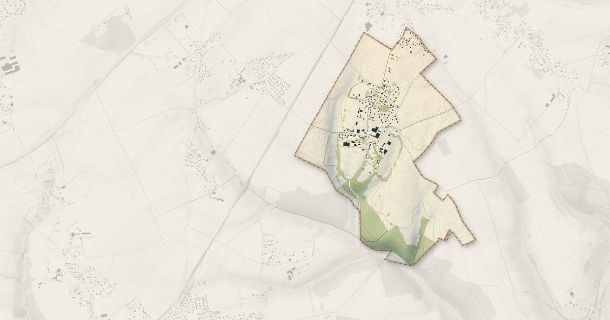 Portrait cartographique de Bierville : relief, eau, forêts, bâti et voies, calculés à partir des données de l'IGN