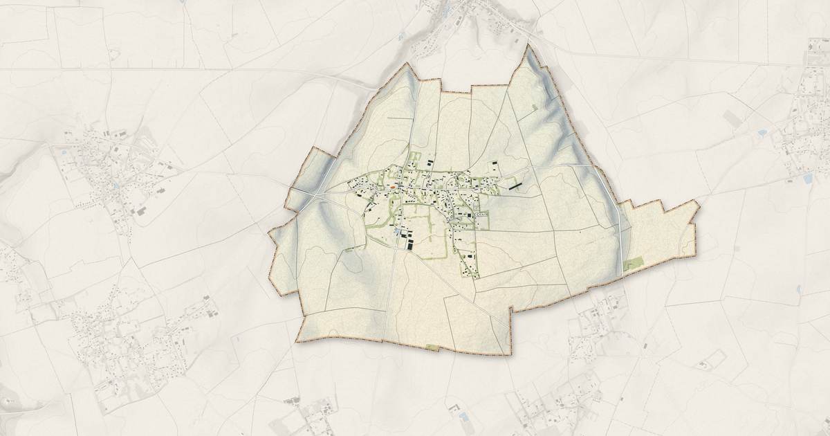 Portrait cartographique de Blosseville : relief, eau, forêts, bâti et voies, calculés à partir des données de l'IGN