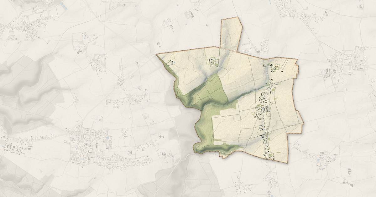 Portrait cartographique de Bois-l'Évêque : relief, eau, forêts, bâti et voies, calculés à partir des données de l'IGN