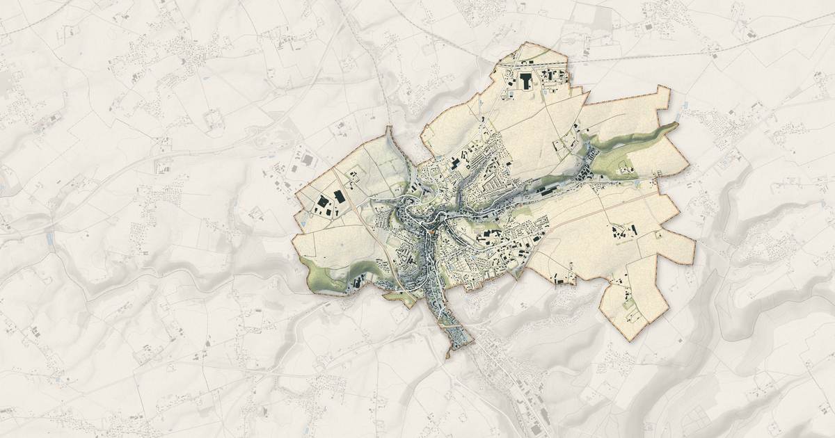 Portrait cartographique de Bolbec : relief, eau, forêts, bâti et voies, calculés à partir des données de l'IGN