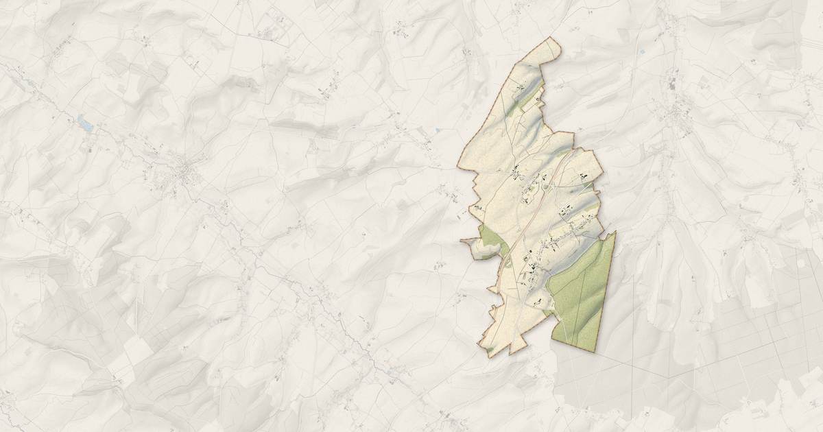 Portrait cartographique de Callengeville : relief, eau, forêts, bâti et voies, calculés à partir des données de l'IGN