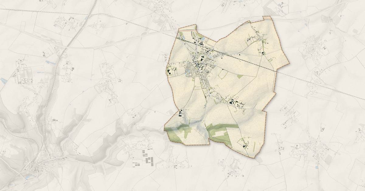 Portrait cartographique de Bosc-le-Hard : relief, eau, forêts, bâti et voies, calculés à partir des données de l'IGN