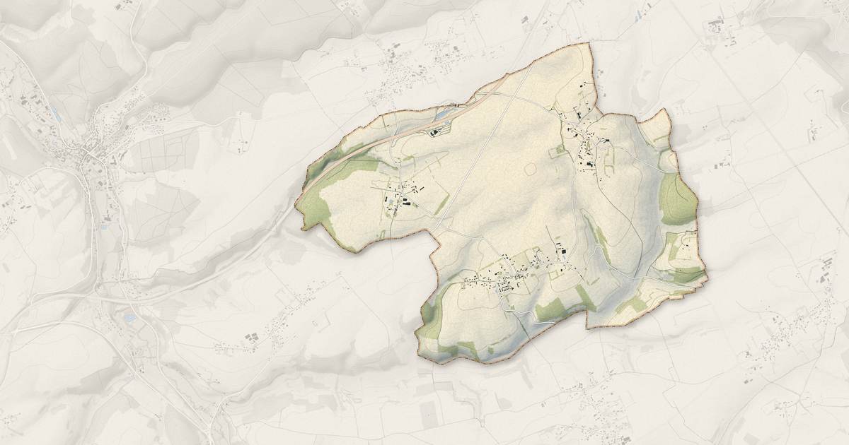 Portrait cartographique de Bosc-Mesnil : relief, eau, forêts, bâti et voies, calculés à partir des données de l'IGN