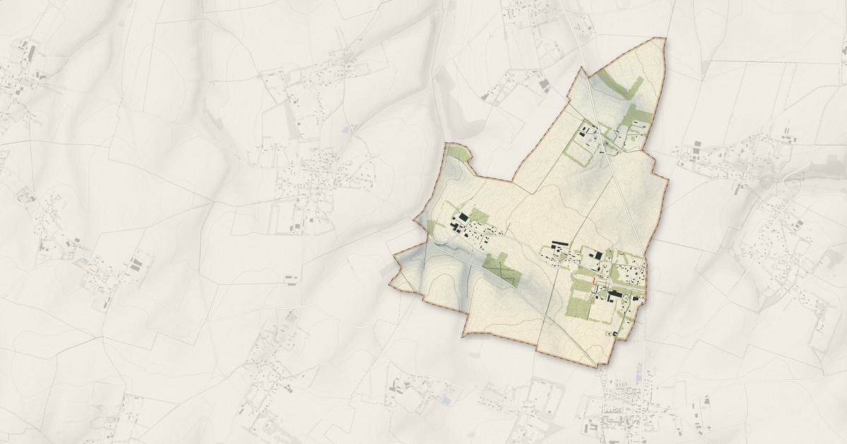 Portrait cartographique de Bretteville-Saint-Laurent : relief, eau, forêts, bâti et voies, calculés à partir des données de l'IGN
