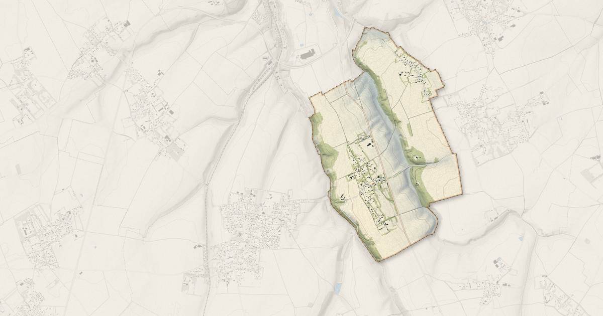Portrait cartographique de Cailleville : relief, eau, forêts, bâti et voies, calculés à partir des données de l'IGN
