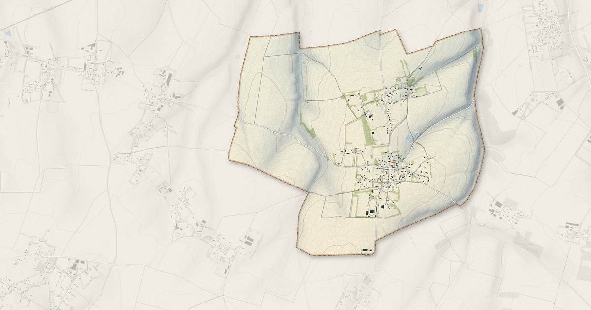 Portrait cartographique de Canville-les-Deux-Églises : relief, eau, forêts, bâti et voies, calculés à partir des données de l'IGN