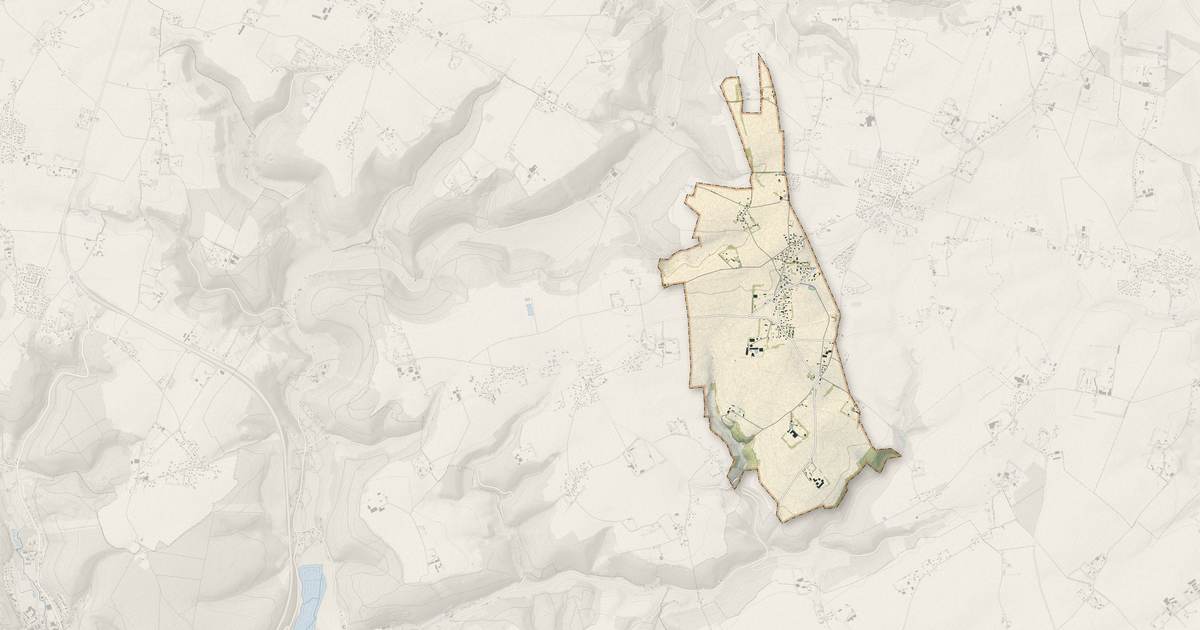Portrait cartographique de Carville-la-Folletière : relief, eau, forêts, bâti et voies, calculés à partir des données de l'IGN